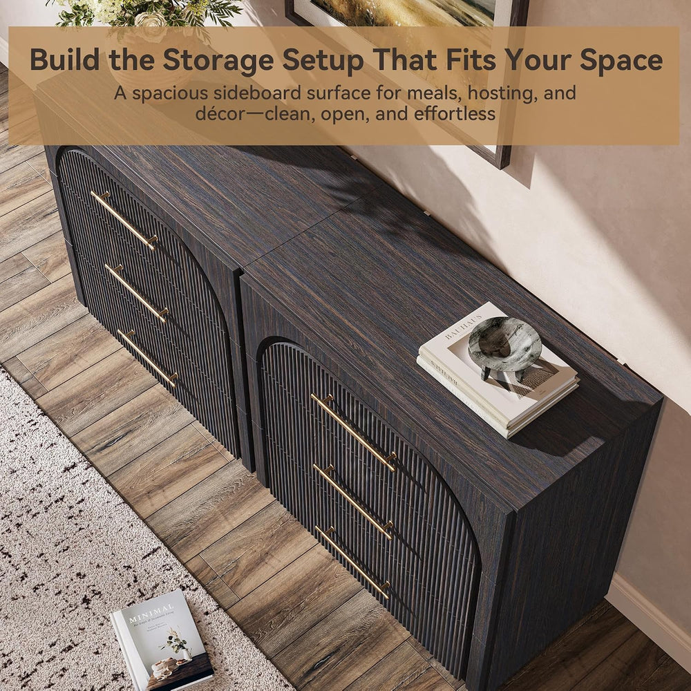 Buffet Cabinet with 3 Drawers, 31.5'' W Arched Storage Cabinet
