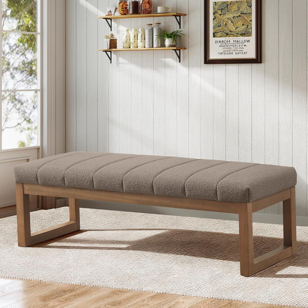 Zihanhome 52.7" Bedroom Bench for End of Bed, Modern Upholstered Teddy F...