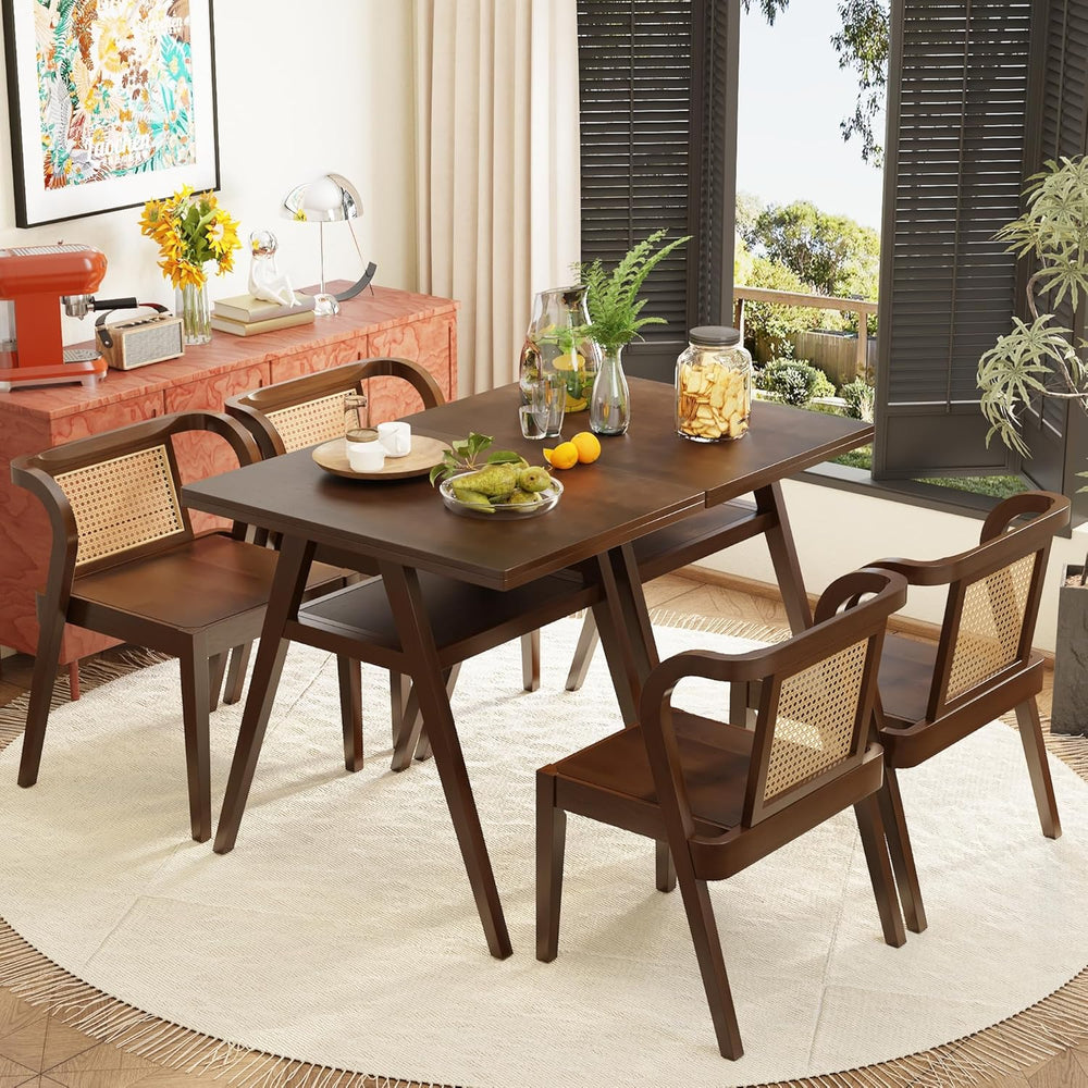 3-Piece Modern Dining Set with Stackable Dining Chairs, Solid Wood Square Tab...