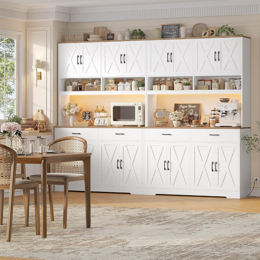 HOSTACK 75" Tall Kitchen Pantry Storage Cabinet, 45" W Hutch Cabine...
