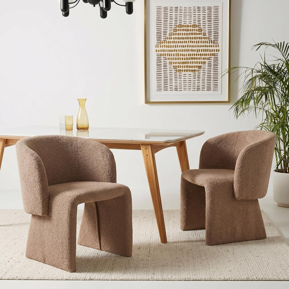 NORDICANA Barrel Dining Room Chairs with Arms, Faux Fur Accent Chairs Set of ...