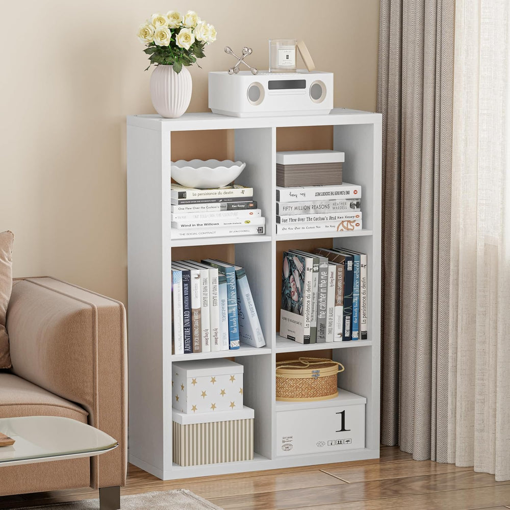 Cube Storage Organizer Bookcase, Decorative 11 inch Open Back Cubical Shelf w...