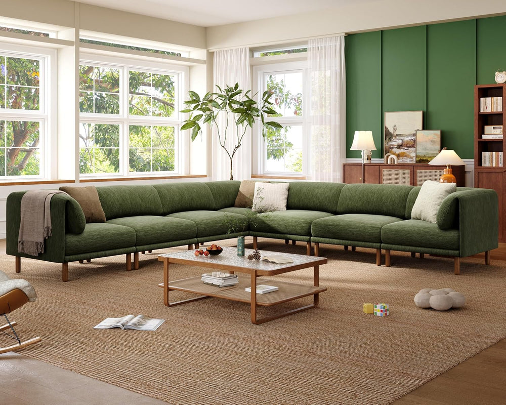Cloud Sectional Couches for Living Room,Modular Sectional Sofa,Green | V-Shap...