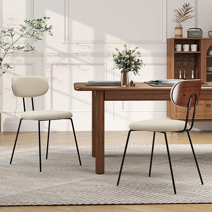 LSSPAID Dining Chairs Set of 2, Linen Fabric Upholstered Dining Room Chairs w...