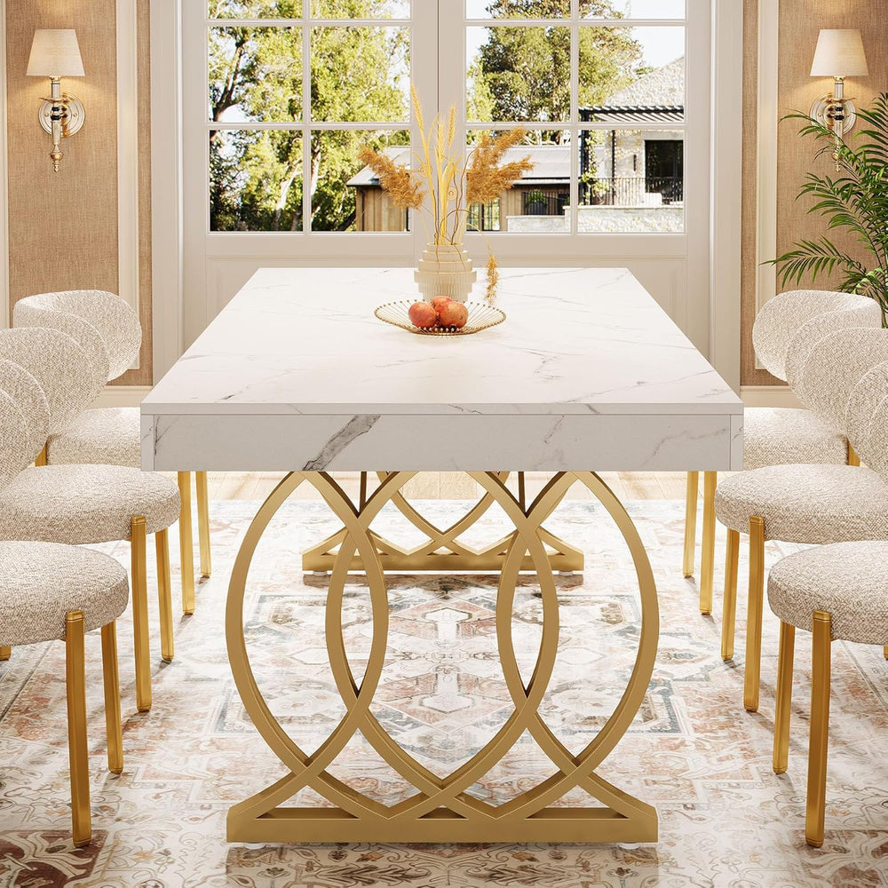 Tribesigns 63-Inch Dining Table for 4-6, Modern Kitchen Table with Faux Marbl...