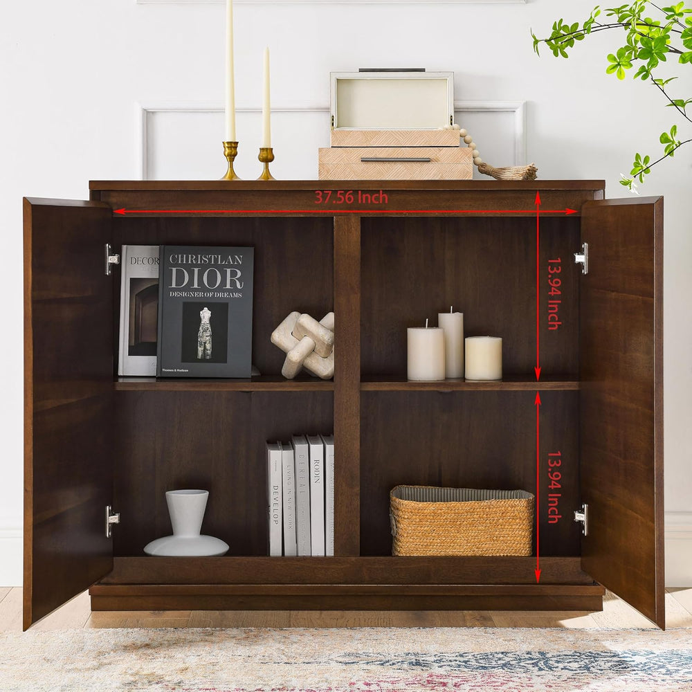 LKTART Mid Century Modern Sideboard Buffet Cabinet,Narrow Walnut Entryway Sto...