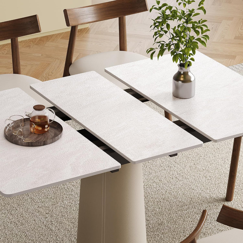 47.2" Retractable Rock Slab Folding Dining Table, Modern Expandable Kitc...