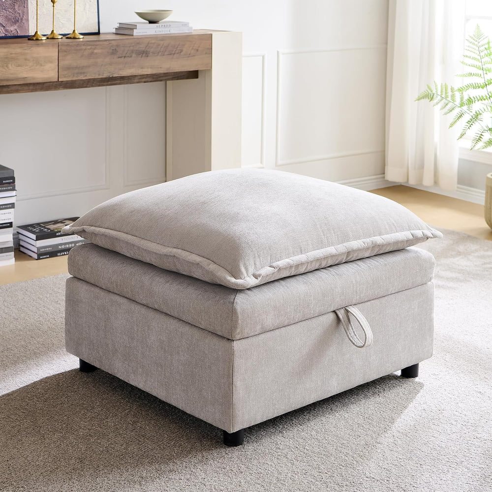 Chenille Upholstered Rectangle Ottoman for Modular Sectional Cloud Couch, Foo...