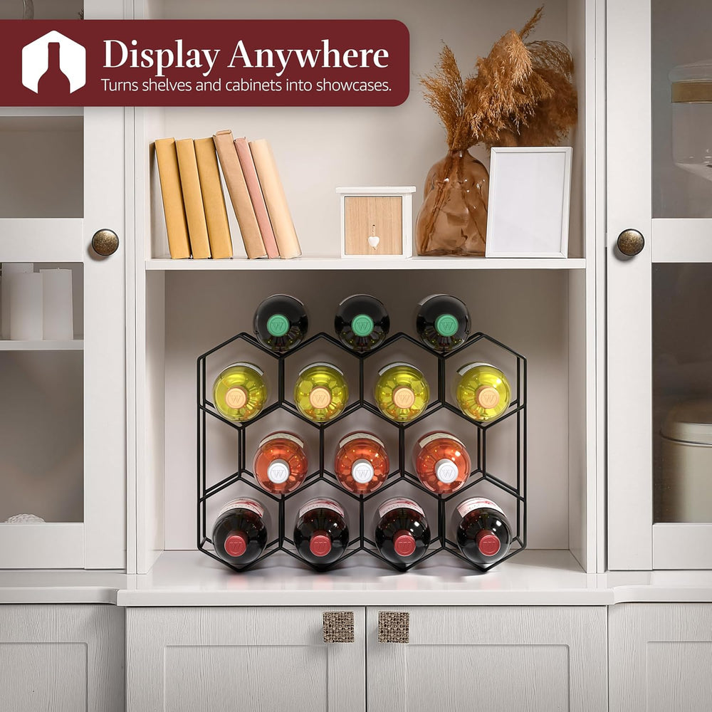 Sorbus Countertop Wine Racks, Stackable Bottle Storage (14 Bottle, Black) | H...