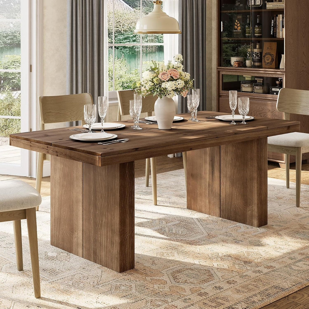63" Solid Wood Dining Table for 4-6 People, Farmhouse Rectangle Kitchen ...