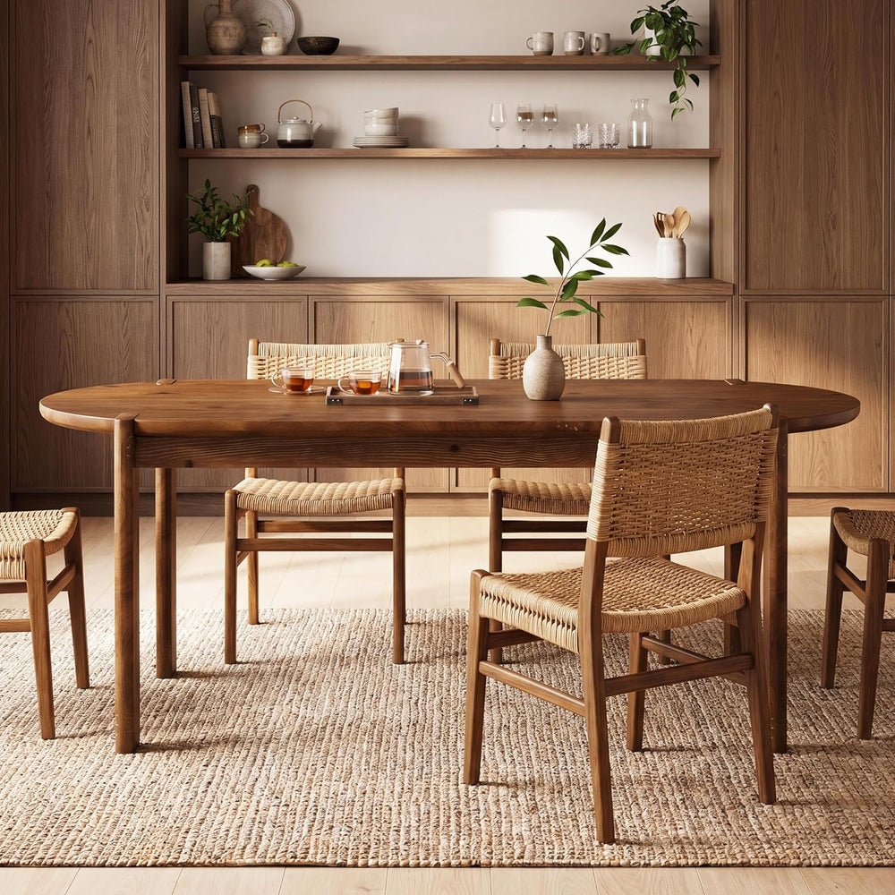 Tribesigns 63-Inch Solid Wood Oval Dining Table, Farmhouse Dinner Table with ...