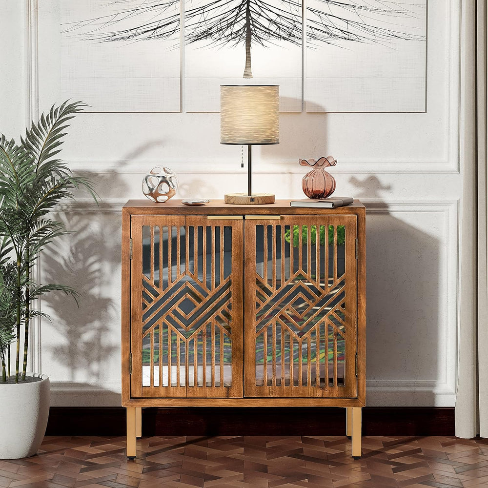 COZAYH 2 Door Accent Cabinet, Wood Sideboard Storage Furniture with Modern Ge...