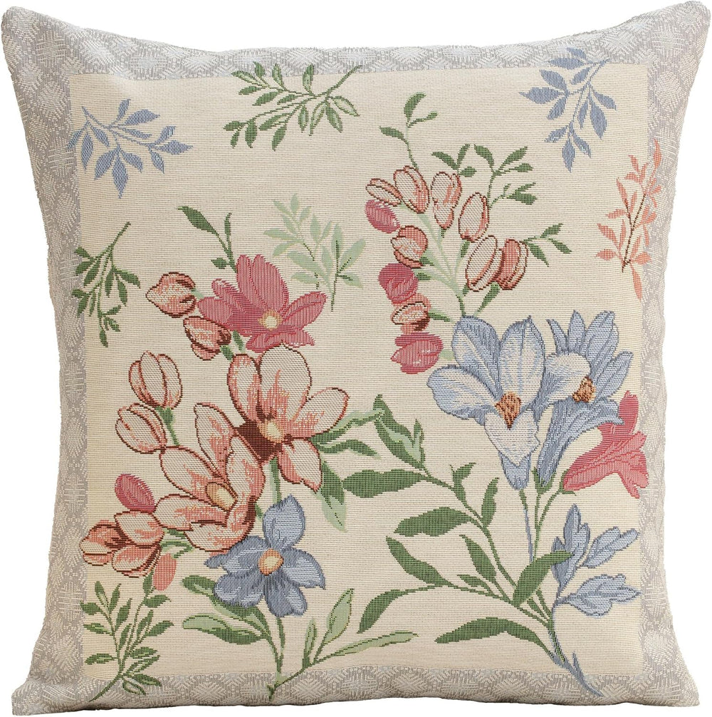 Floral Decorative Daisy French Tapestry Throw Pillow Cover, 18 x 18 in