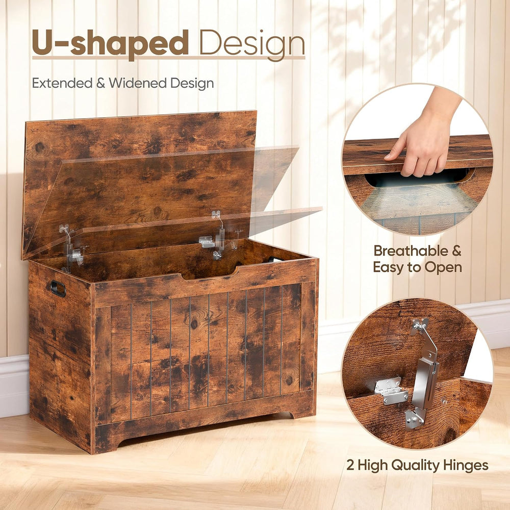 SUPER DEAL Storage Chest, 30 inches Chest Box Organizer with 2 Safety Hinges,...