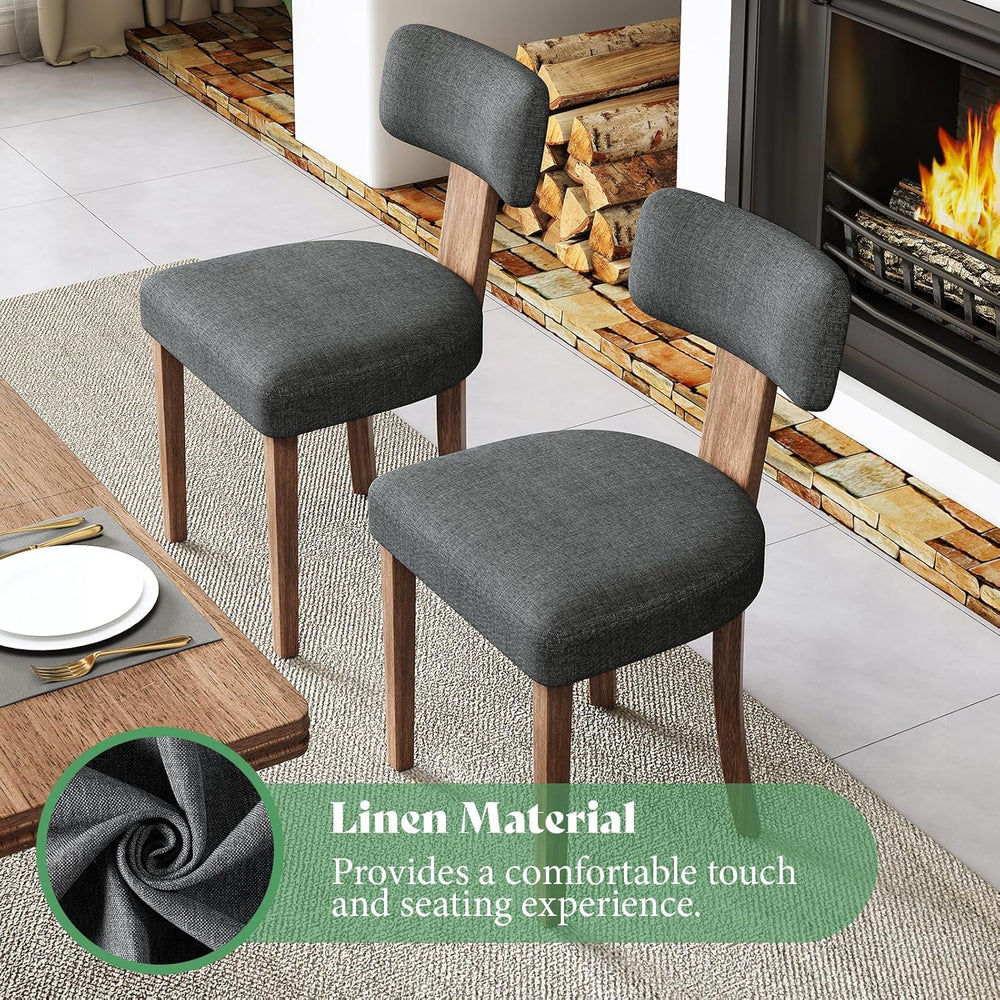 AMERLIFE Kitchen Chairs, Set of 4 Modern Linen Chairs with Upholstered Curved...