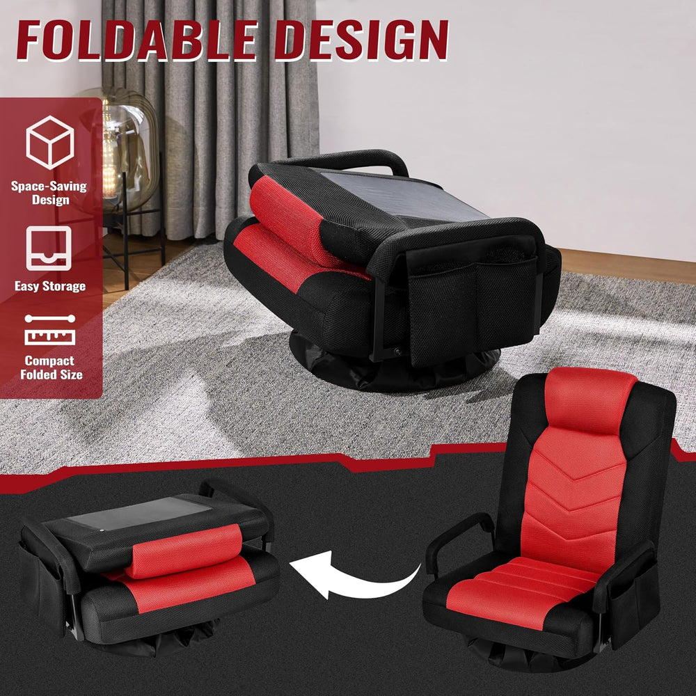 Yaheetech Floor Gaming Chair High-Back Swivel Adjustable Folding Seat Red | F...