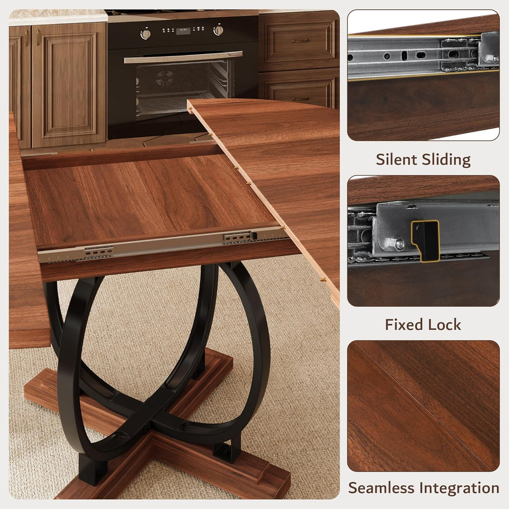 iPormis 59'' Extendable Round Dining Table for 4 to 6, Kitchen Table ...