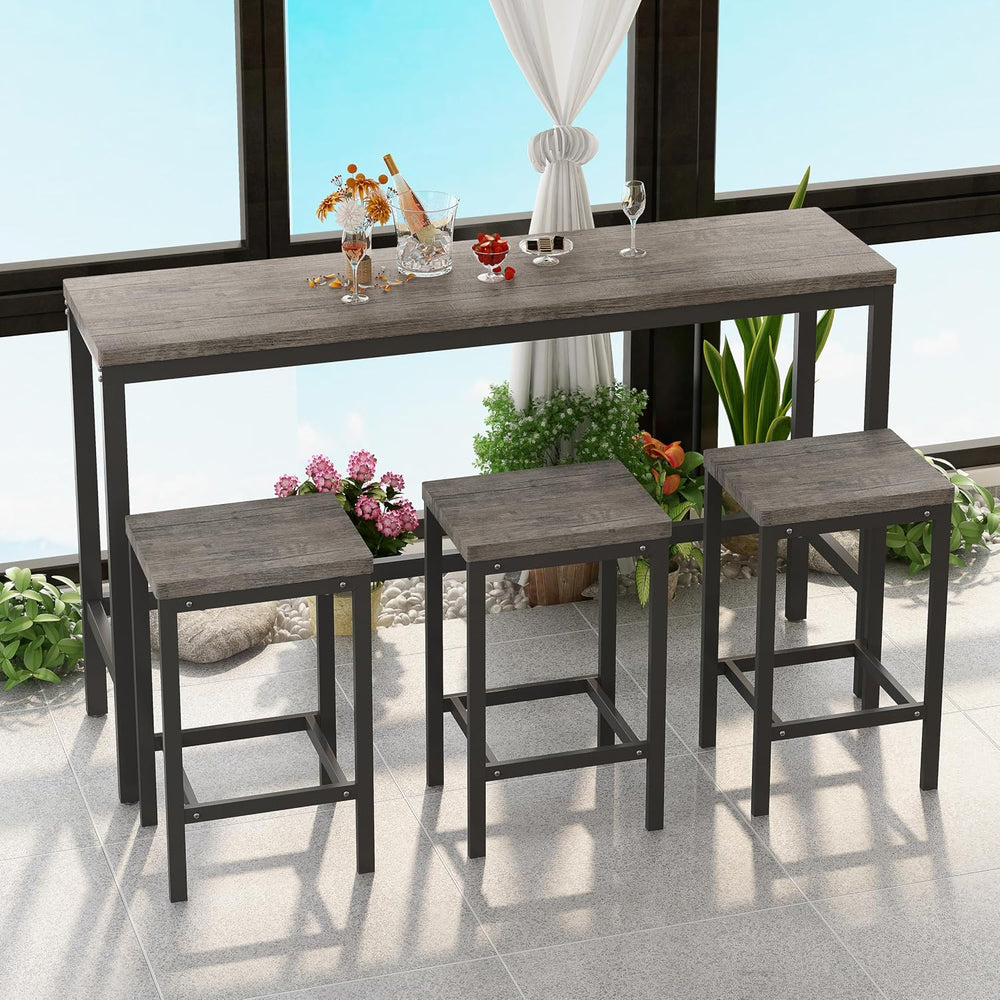 Merax Modern Design 4-Piece Counter Height Extra Long Dining Table Set with 3...