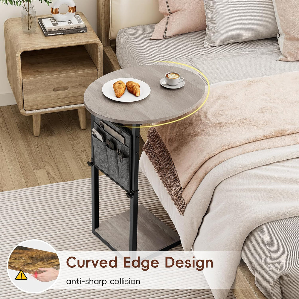 Vagusicc C Shaped End Table, Adjustable Height Small Side Table for Couch and...