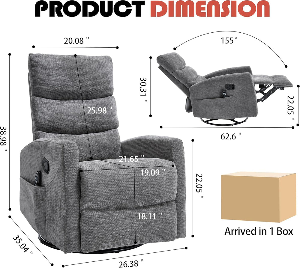 Manual Swivel Rocker Recliner Chair for Adults, Overstuffed Reclining Glider ...
