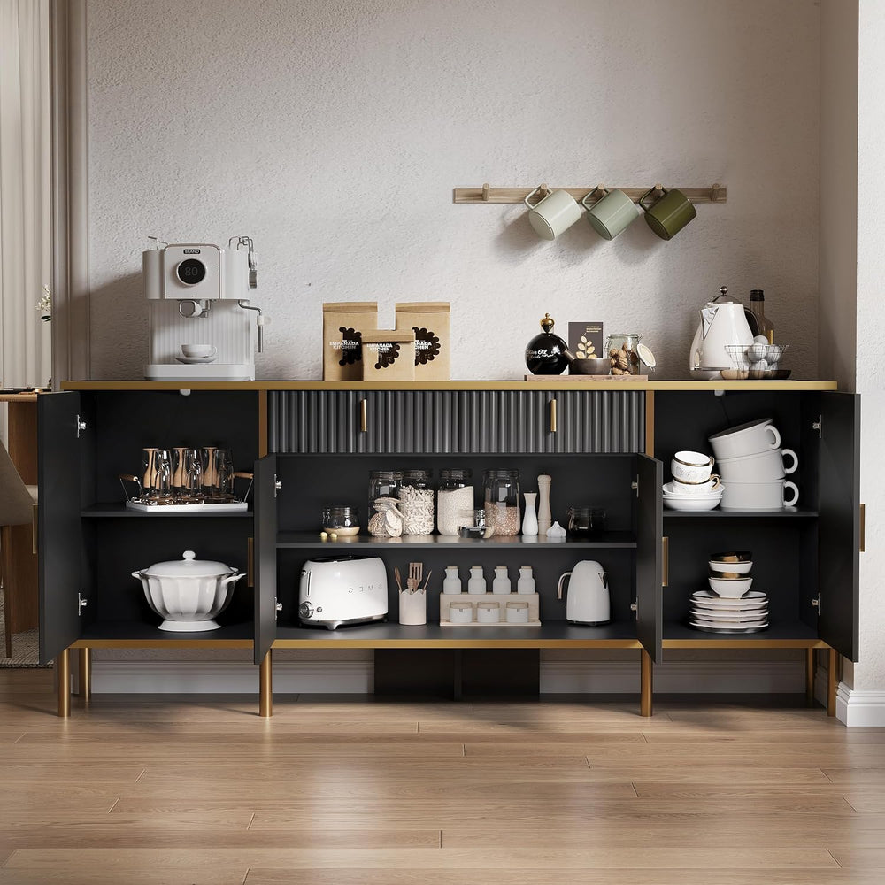 oneinmil 60” Modern Sideboard Buffet Cabinet, Fluted Storage Sideboard with A...