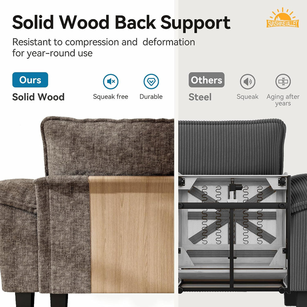 SUNSHINE VALLEY 2-Piece Sofa Set, Loveseat & 3-Seat Couch, Chenille Brown