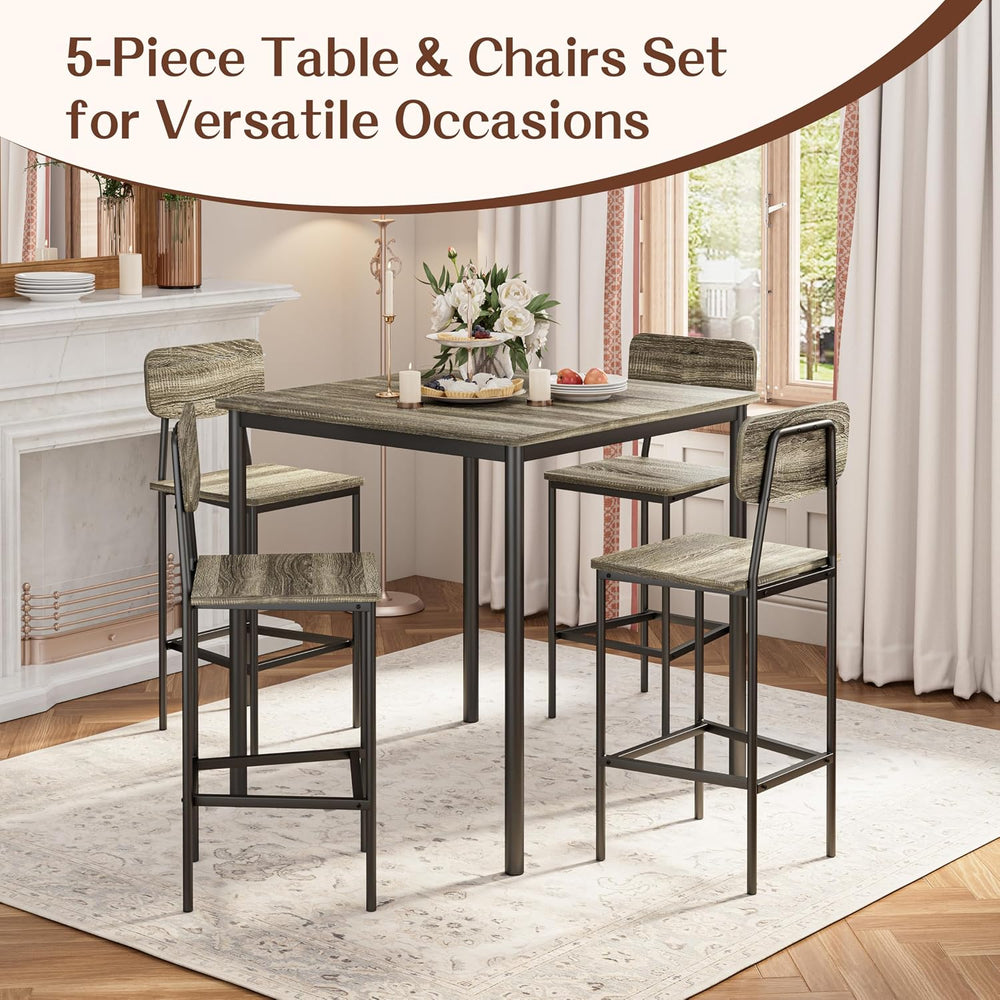 Kitchen Table and Chairs of 4, 5 Piece Dining Table Set, Classic Grey