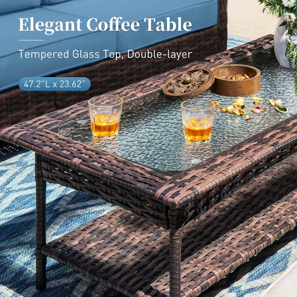 SUNSHINE VALLEY Wicker Patio Furniture Set, 7-Seat Outdoor High Back Sofa