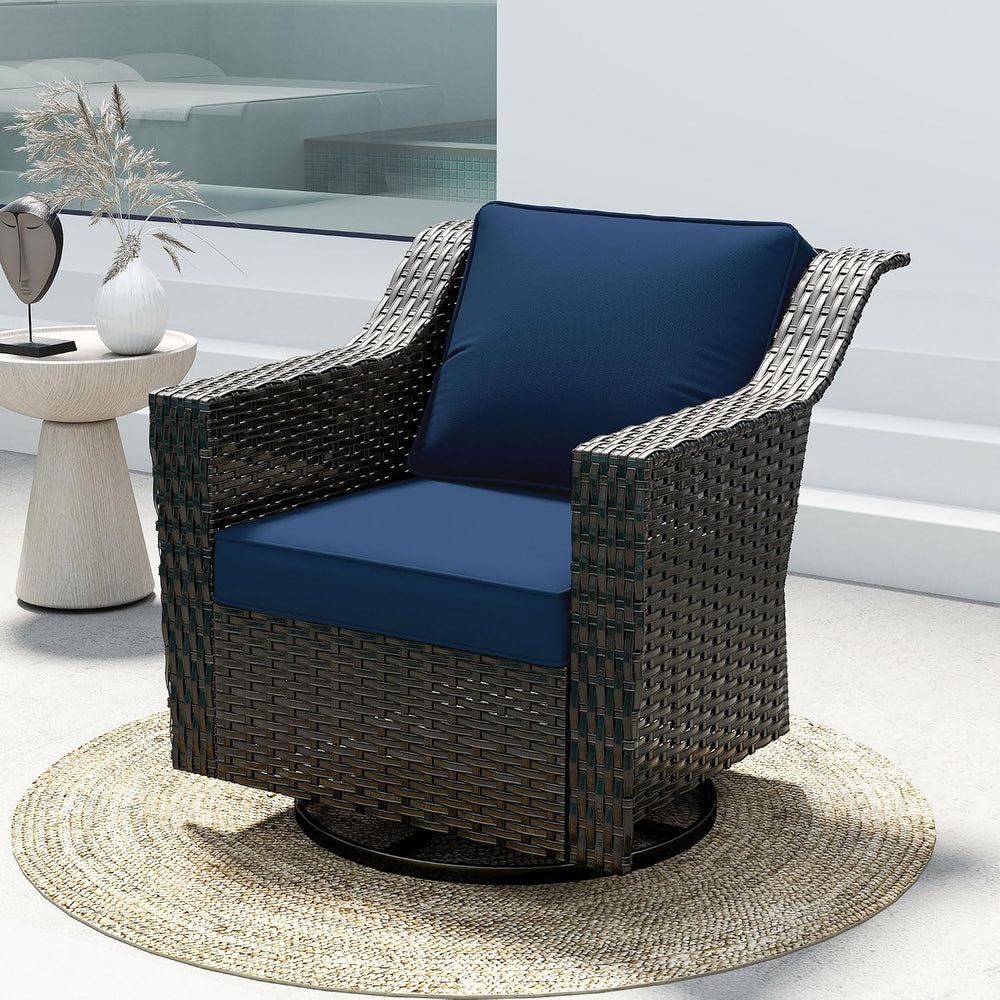 Outdoor Furniture Swivel Chair, Patio Glider Wicker Rocker Seating with Cushi...