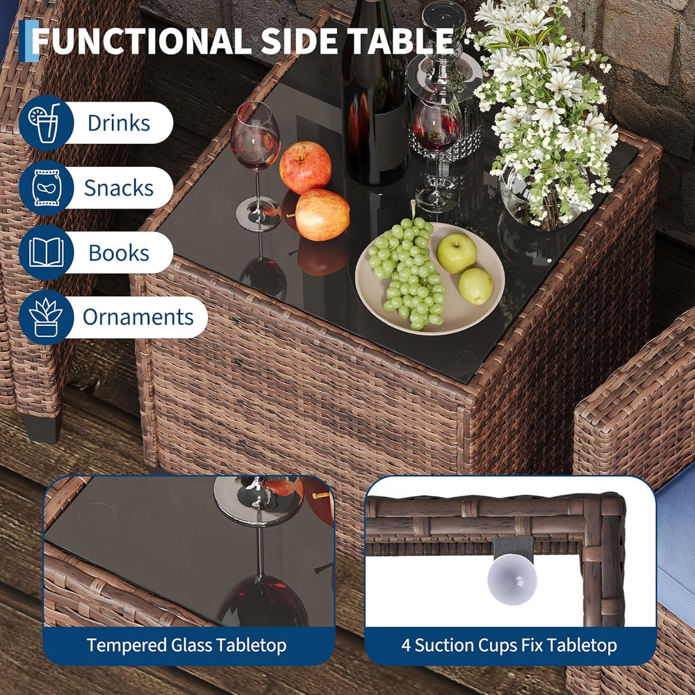 Garvee Outdoor Wicker Chairs,3 Pieces Patio Furniture Set,All Weather High Ba...