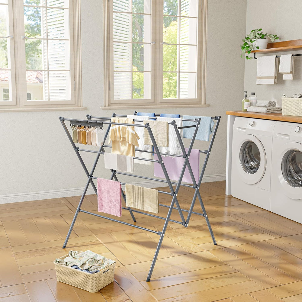 HOMIDEC Drying Rack Clothing,Large 12 Drying Poles with Sock Clips Clothes Dr...