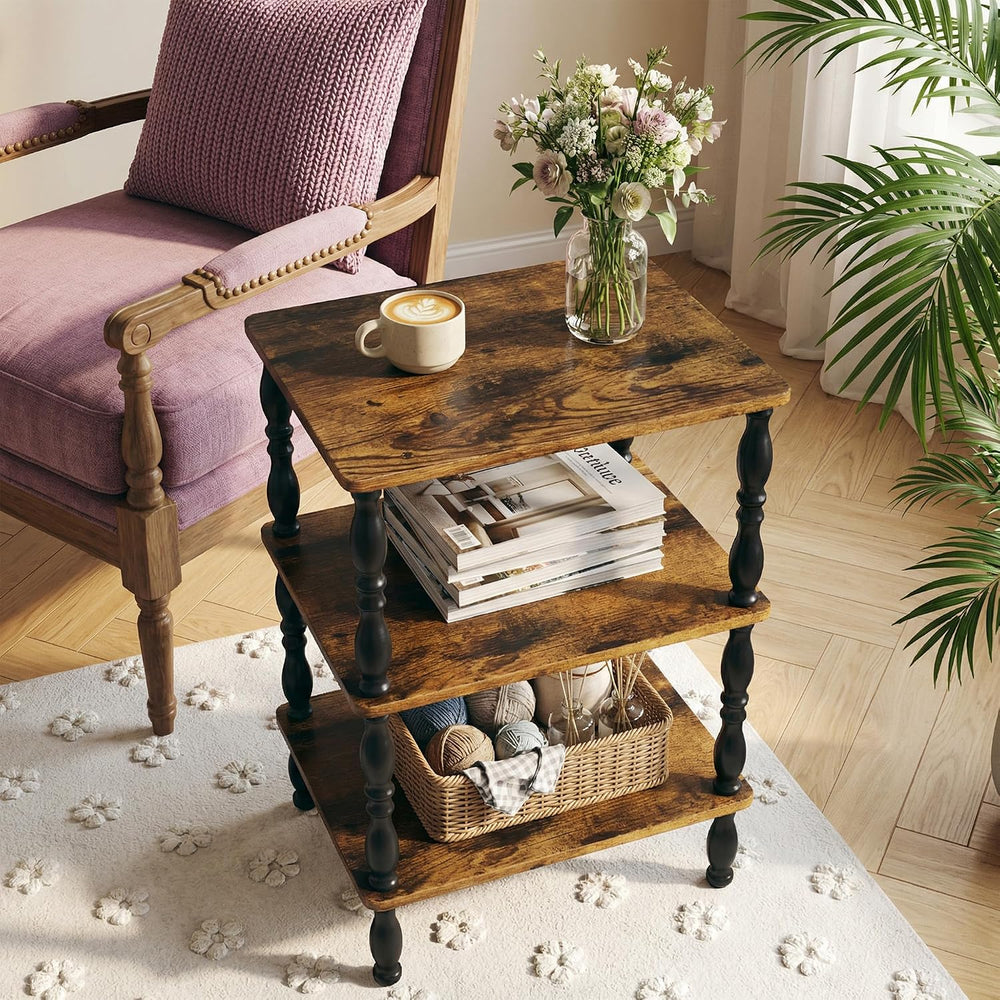 Side Table, 3-Tier Small End Table, Modern Oval Night Stand Accent Table for ...