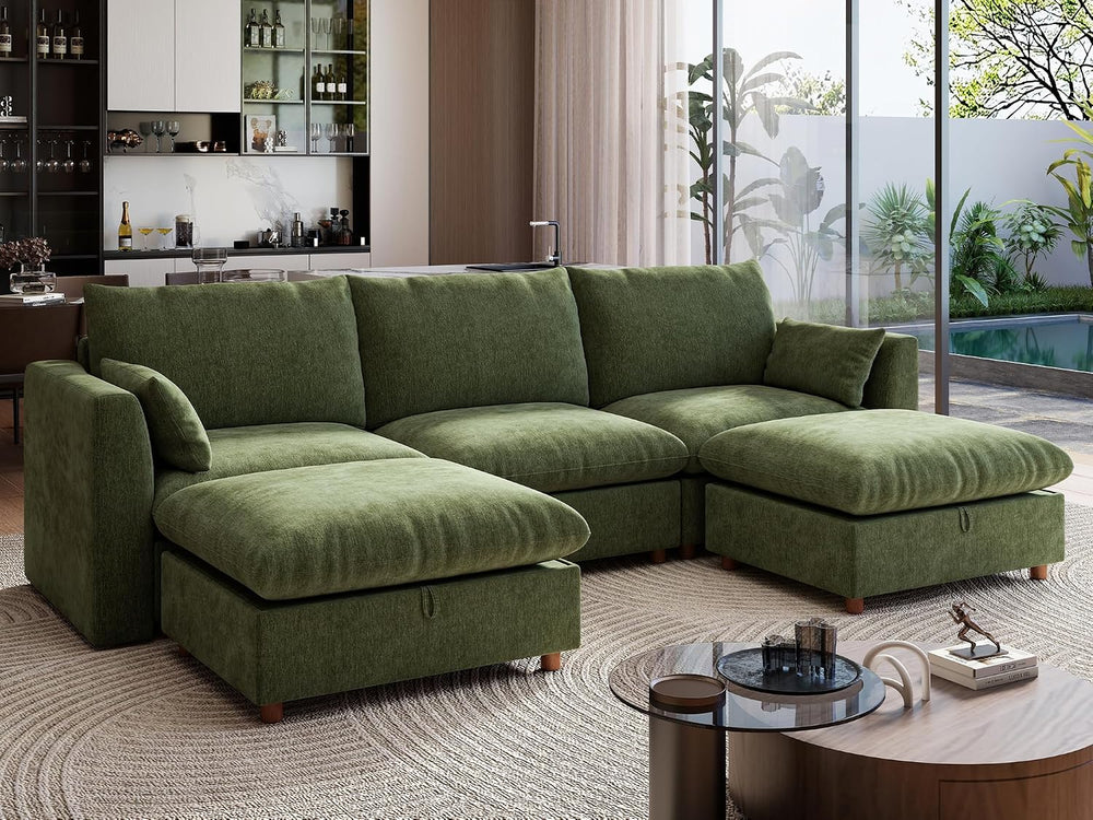 Ihanherry 117" Oversized Modular Sectional Sofa, Modern U Shaped Cloud C...