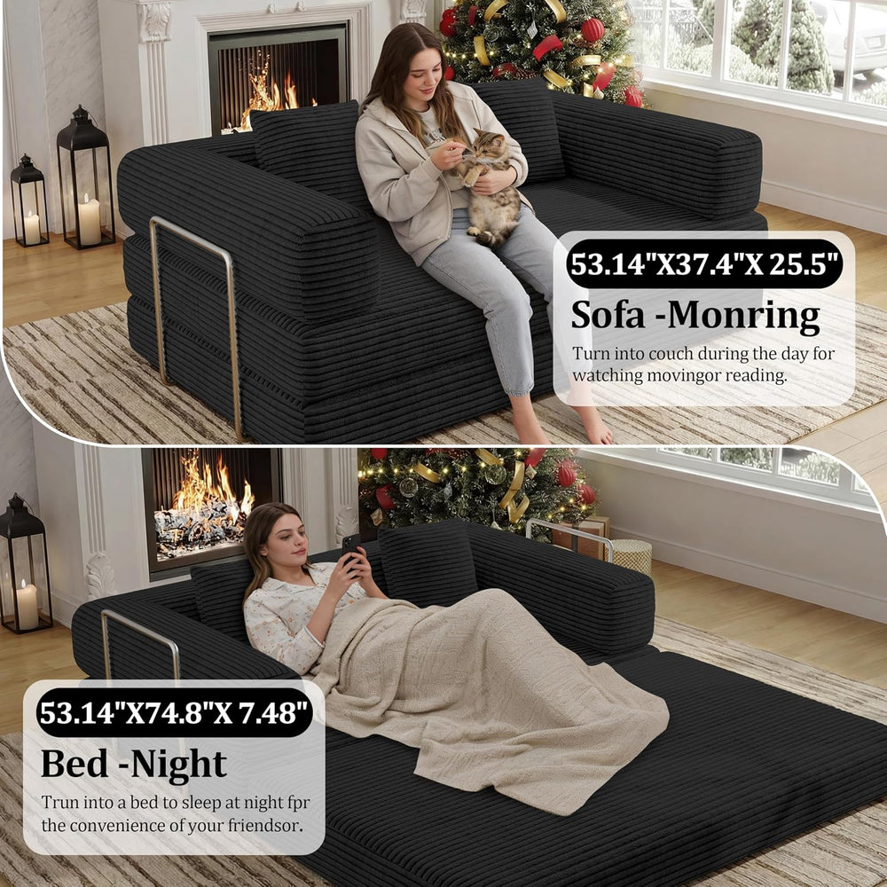 BSHOMGI Convertible Futon Sofa Bed, Couch for Living Room,Modular Futon Couch...
