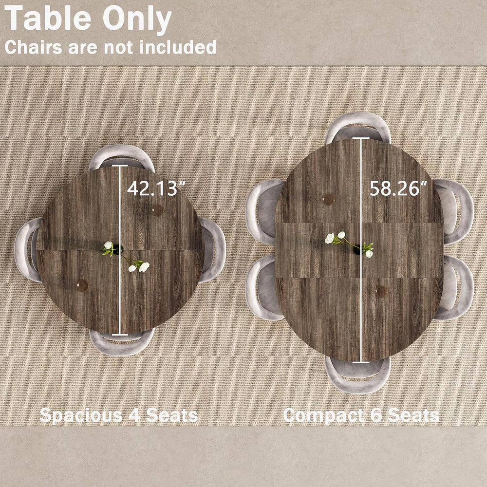 MECHYIN 42"-58" Extendable Round Dining Table for 4-6,with Storage ...