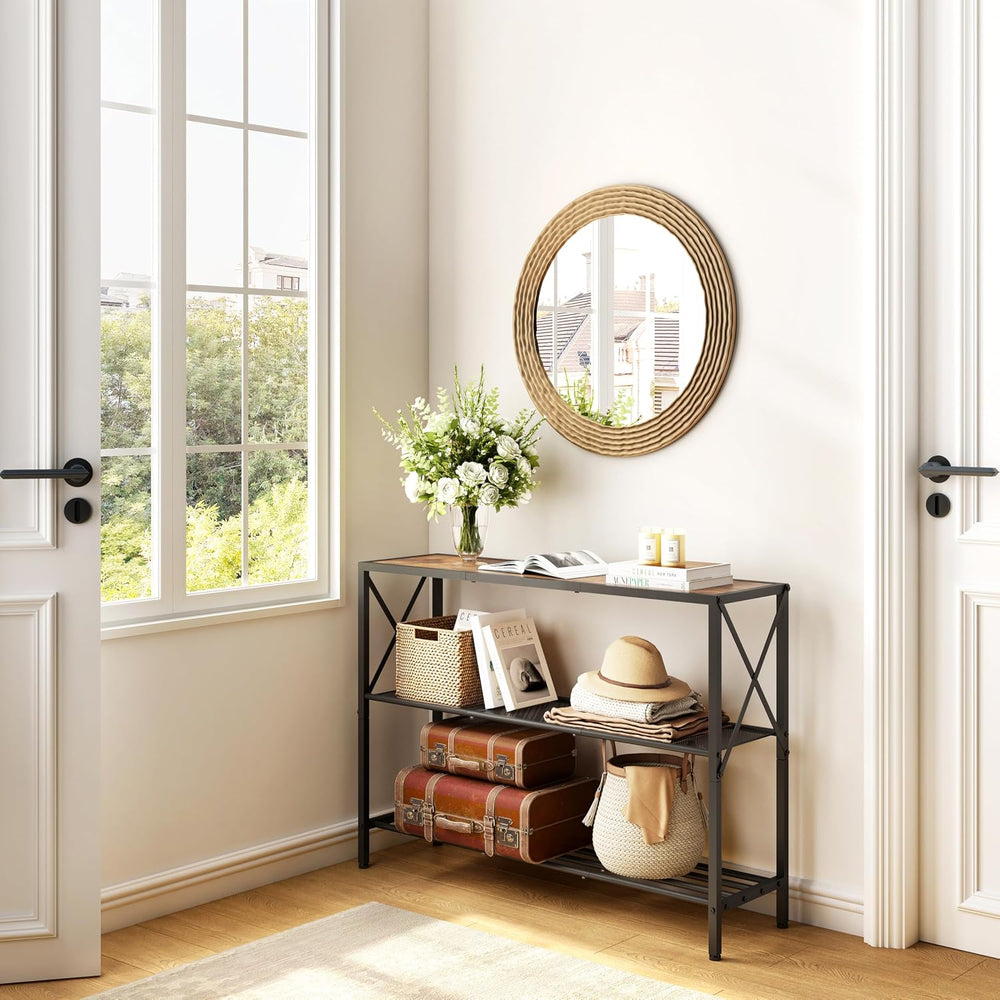 Hoctieon Industrial Console Table, 3 Tier Entryway Table, Hallway Table, Narr...
