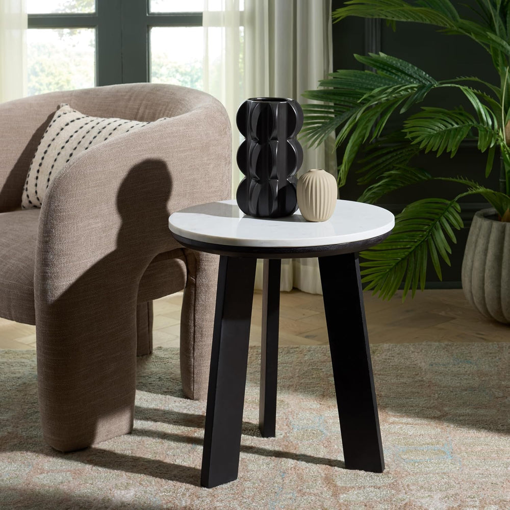 SAFAVIEH Home Collection - Sanji Marble Top Accent Table, Round Modern Side T...