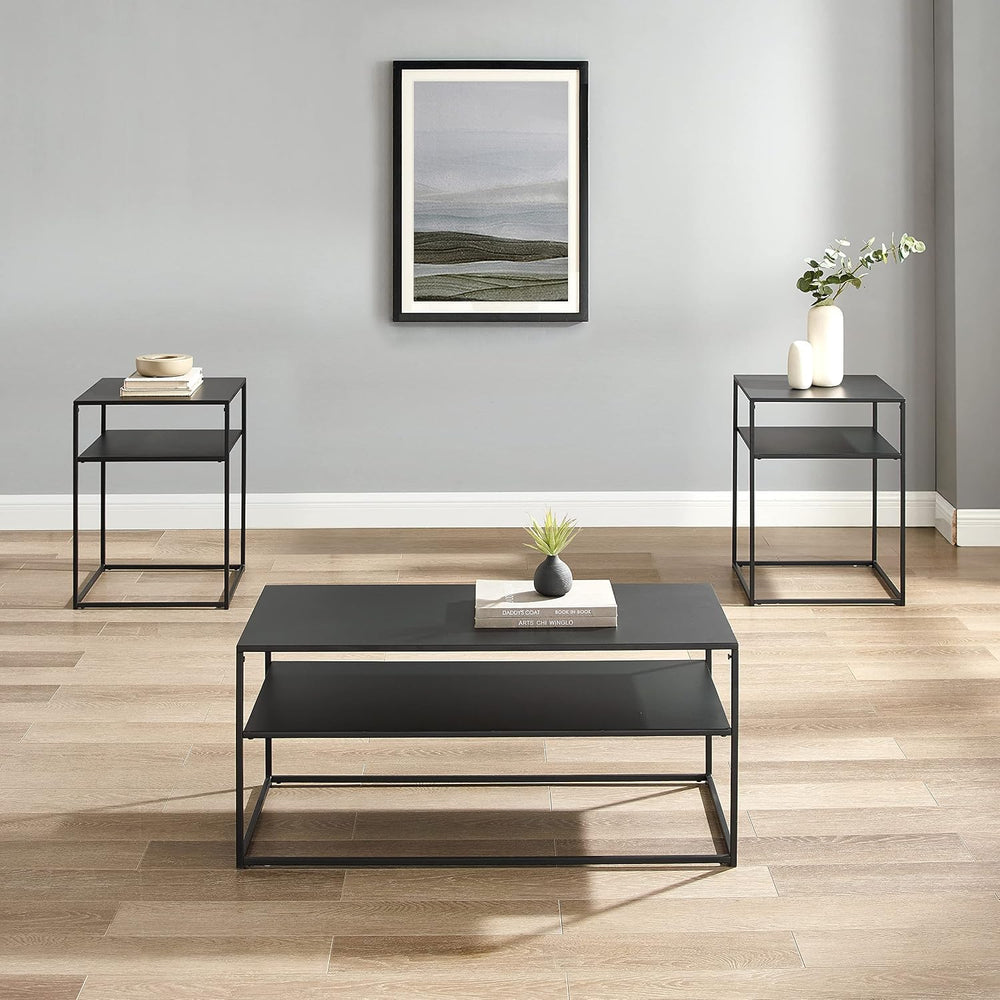 Crosley Furniture Braxton 3-Piece Living Room Table Set with Coffee and Side ...