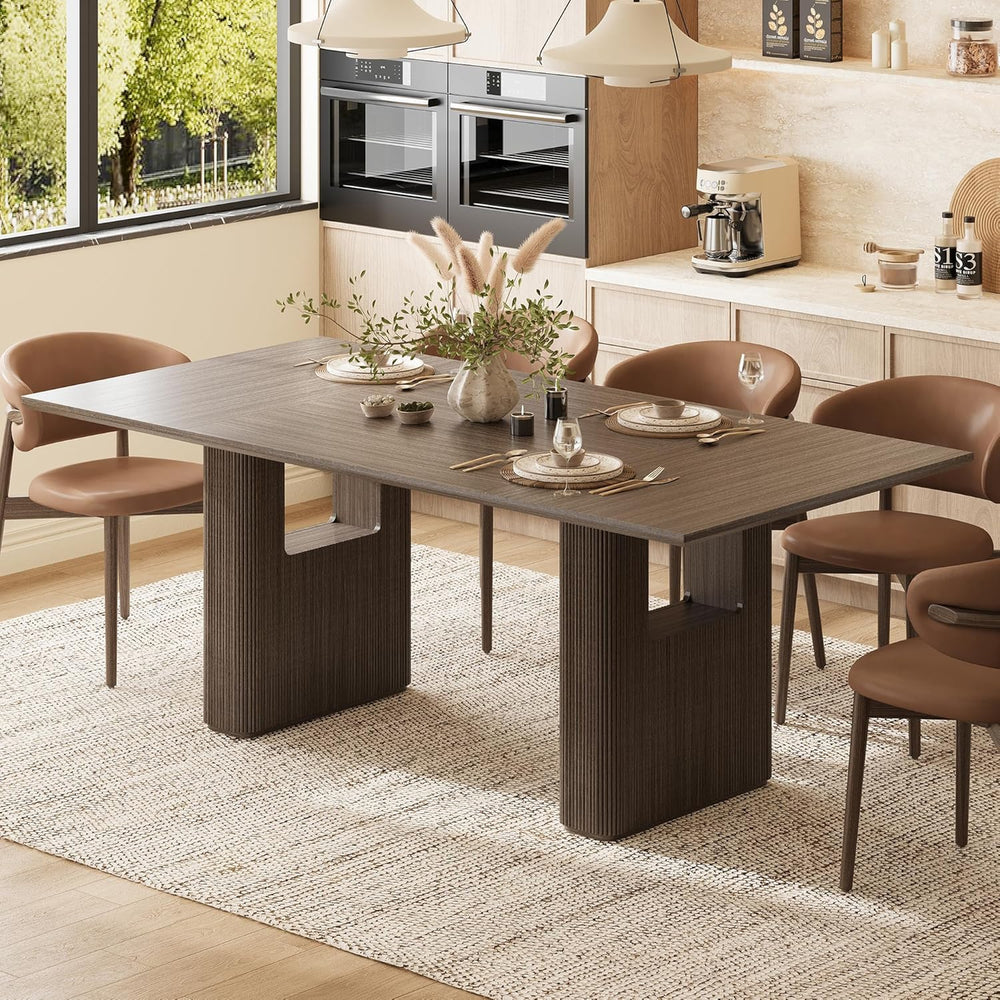 78.5 Inch Dining Table for 4-10 People, Long Large Kitchen Table with Wood St...