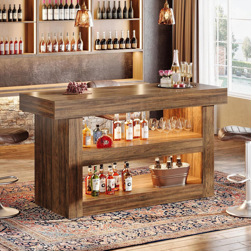 Tribesigns 55-Inch Kitchen Island with Storage, Farmhouse 3-Tier Stationary I...