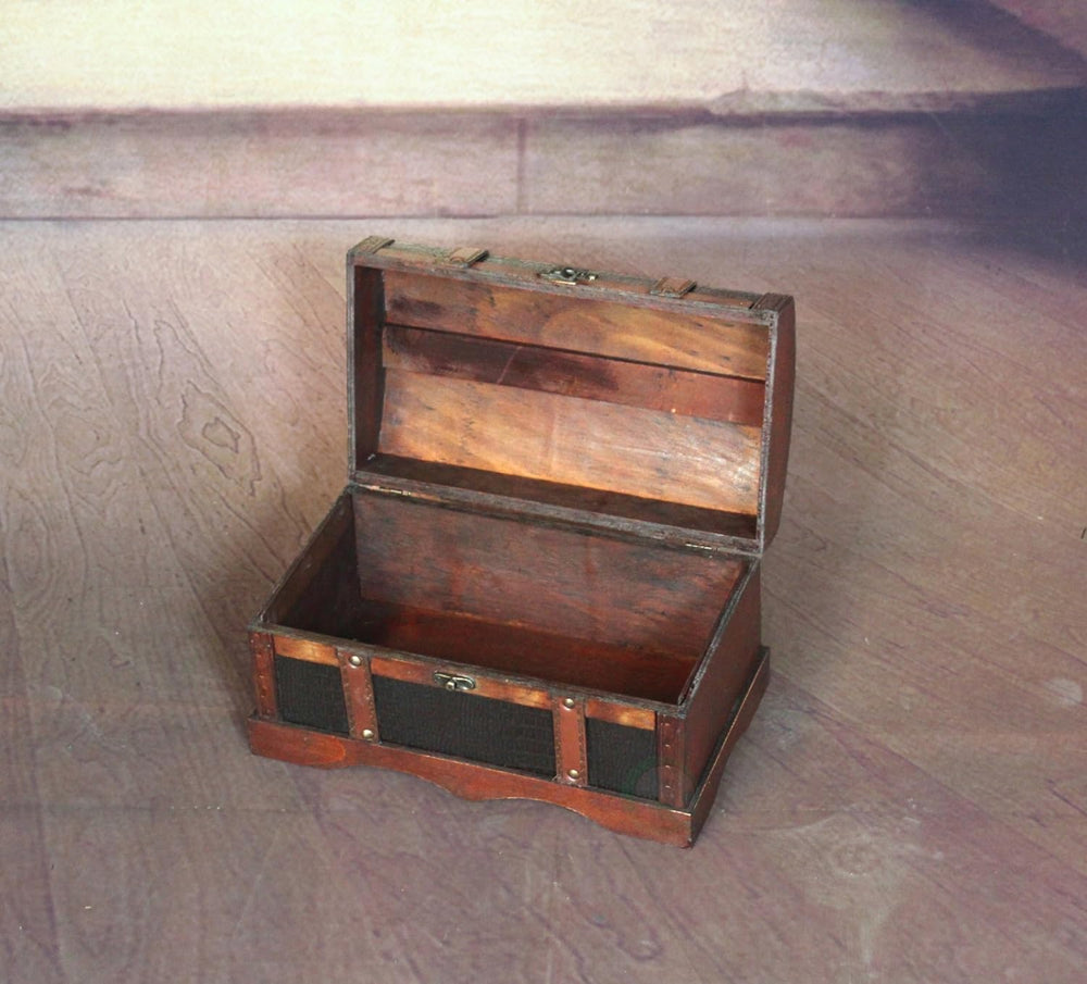 Vintiquewise(TM) Leather Wooden Chest/Trunk