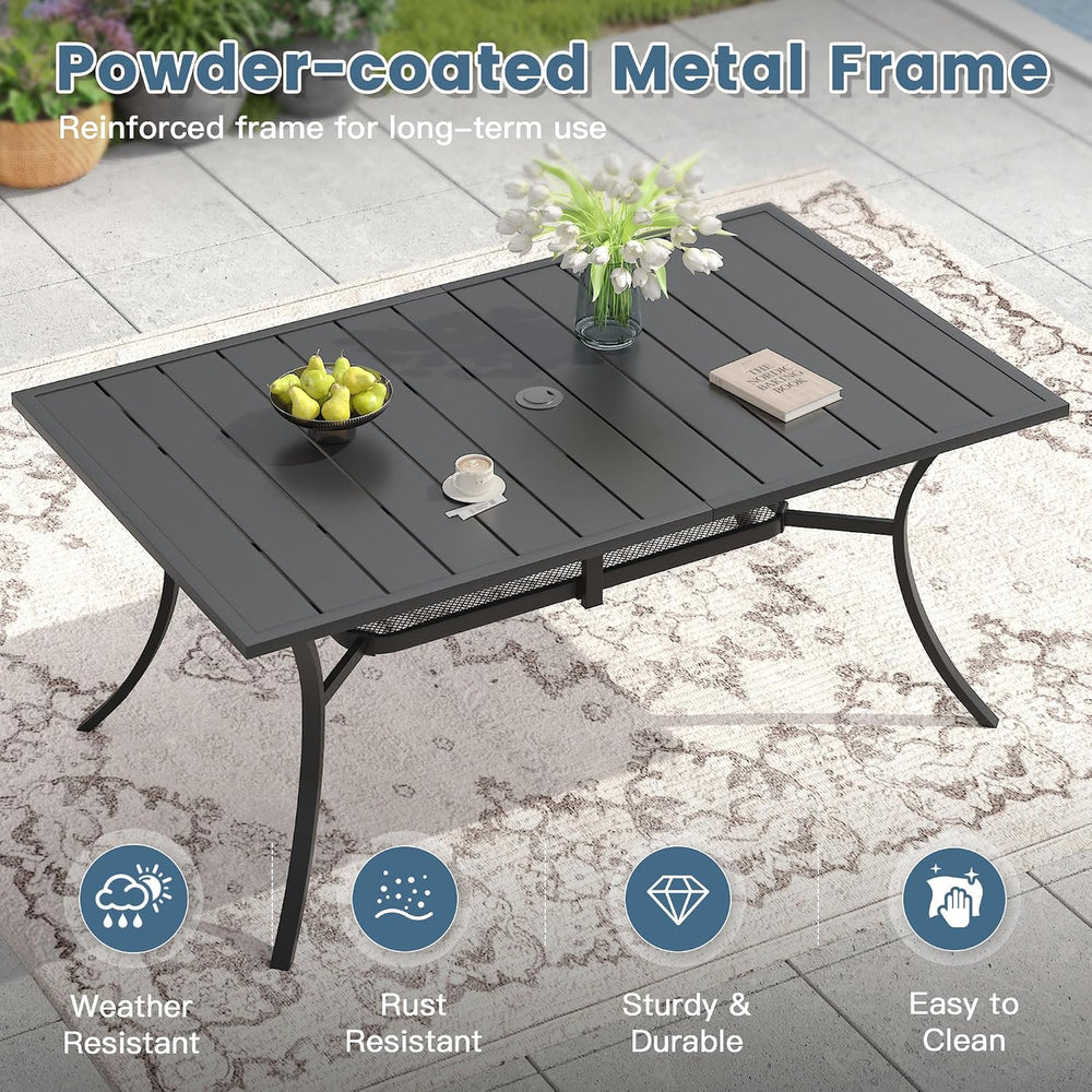 DIFY Outdoor Dining Set for 6, 59.2" Rectangle Table & Swivel Chairs