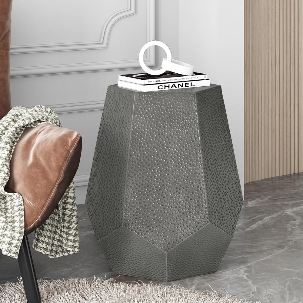 roomfitters Modern Hammered Iron Side Table, Metal End Table for Living Room,...