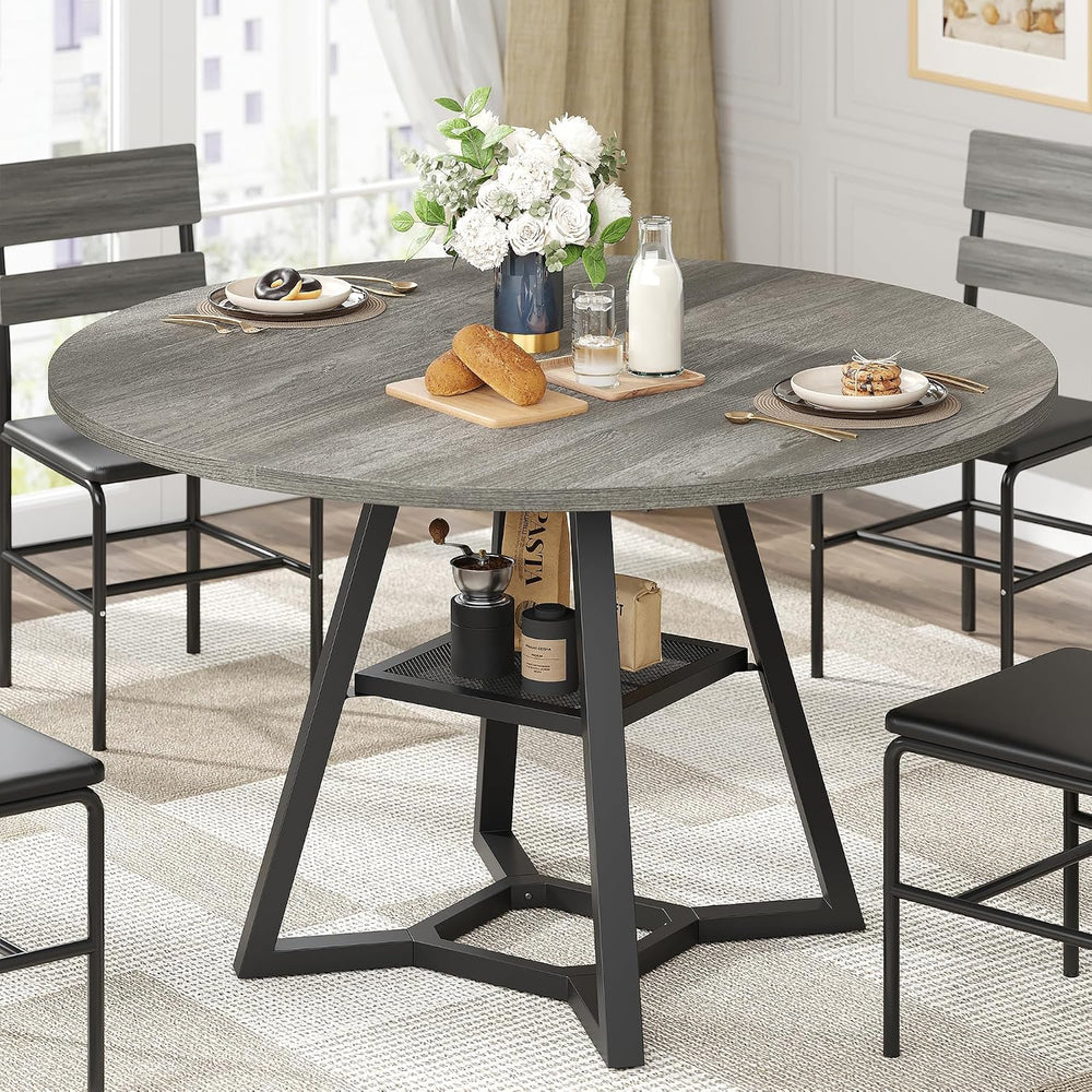 knoworld 47" Round Dining Table for 4, Kitchen Tables Dining Room Circle...