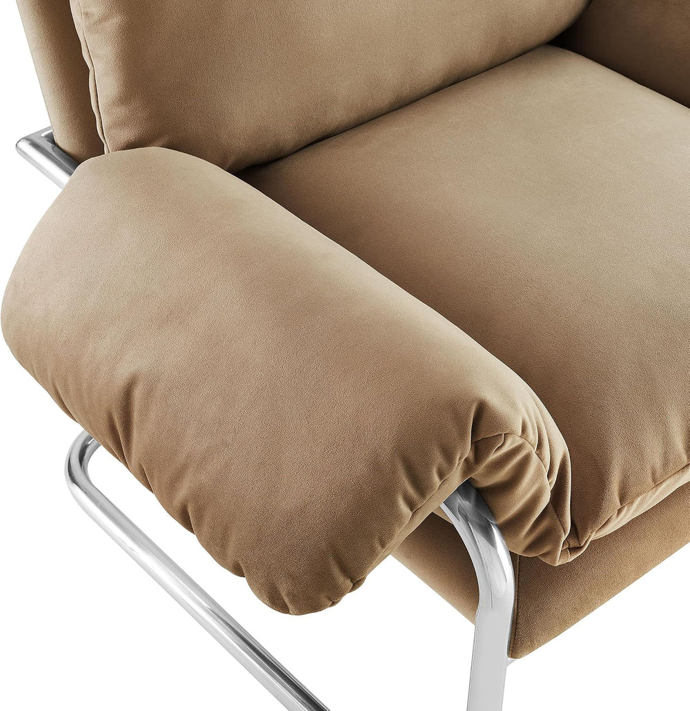 Modway Ansel Performance Velvet Accent Chair in Taupe - Stain-Resistant Velve...