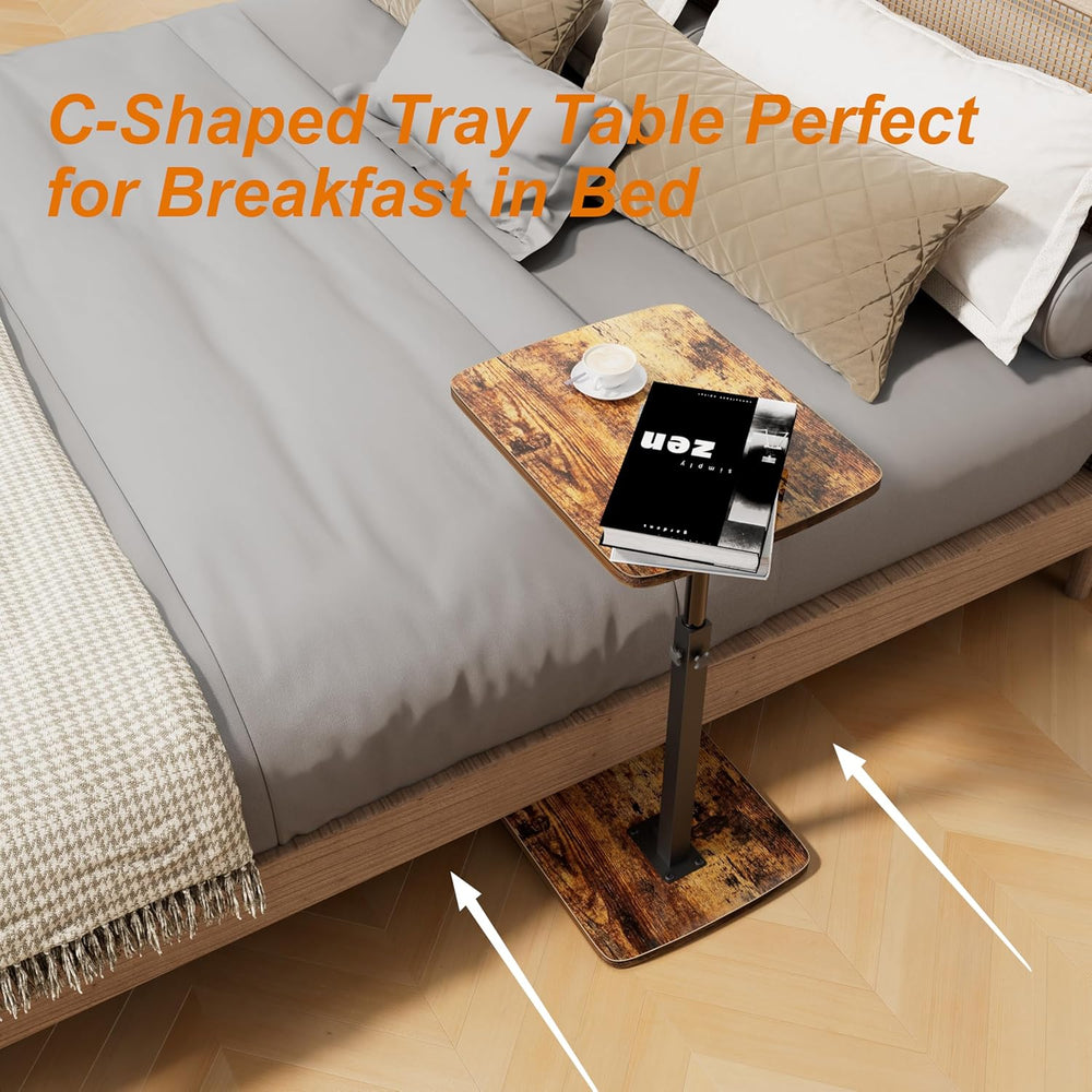 TV Tray Table for Small Spaces with 360° Swivel Tabletop & Height Adjusta...