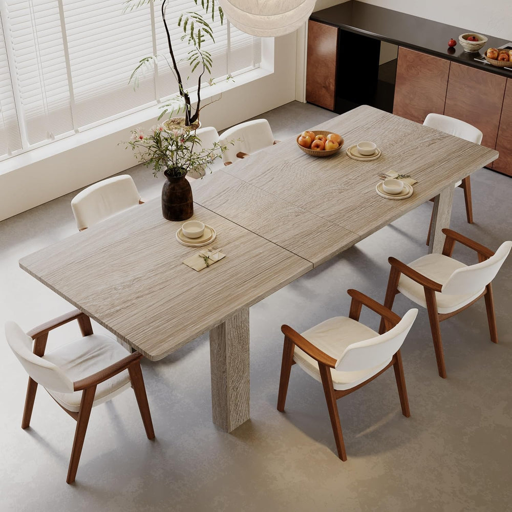 Extendable Dining Table for 6-10 Person, 55" to 86" Modern Dining R...