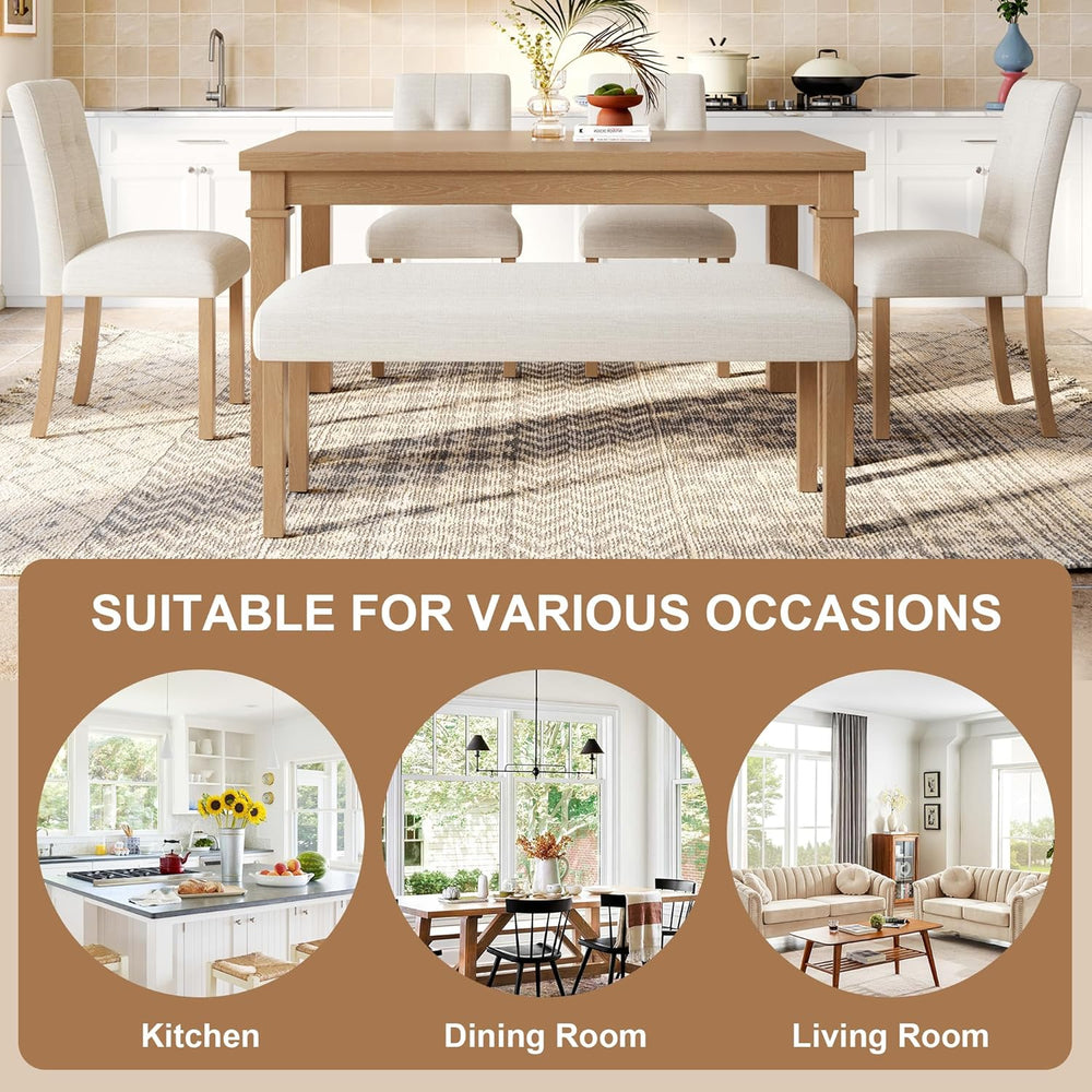 Merax 6-Piece Dining Set, Rectangle Kitchen Table with 4 Upholstered Chairs &...