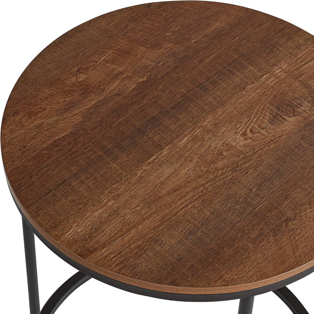 Studio 55D Santa Maria Modern Industrial Set of 2 Small Walnut Round Circle O...