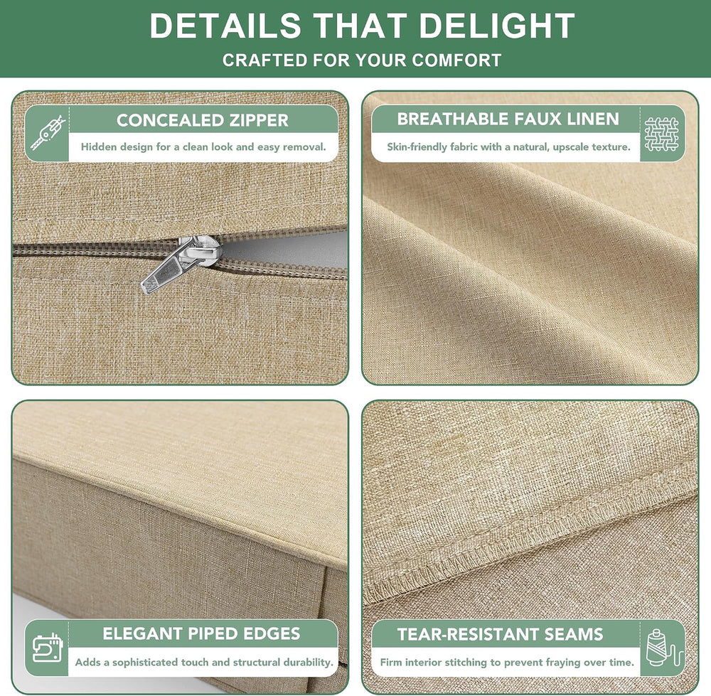 Summsun Outdoor Chair Cushions Set of 2, Faux Linen Patio Furniture Cushions,...